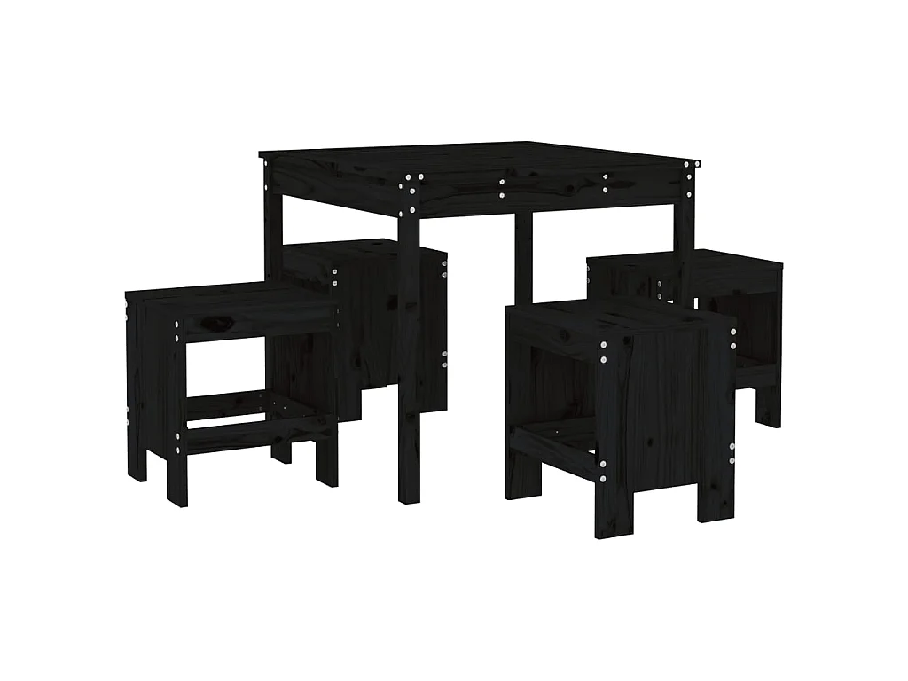 5-tlg. Garten-Essgruppe,Gartensitzgruppe Schwarz Massivholz Kiefer -gkd13095