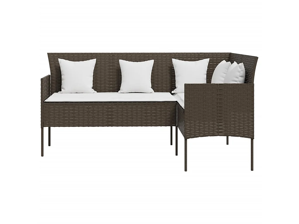 5-tlg. Sofagarnitur,Couchgarnitur in L-Form mit Kissen Poly Rattan Braun -gkd406910