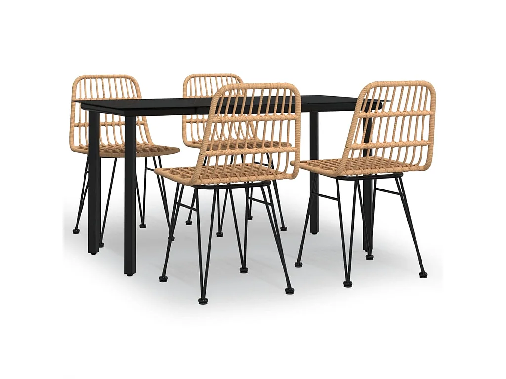 5-tlg. Garten-Essgruppe,Gartensitzgruppe Poly Rattan -gkd92008