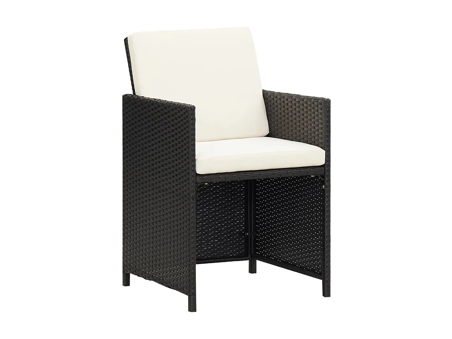 5-tlg. Garten-Essgruppe,Gartensitzgruppe mit Kissen Poly Rattan Schwarz -gkd54793