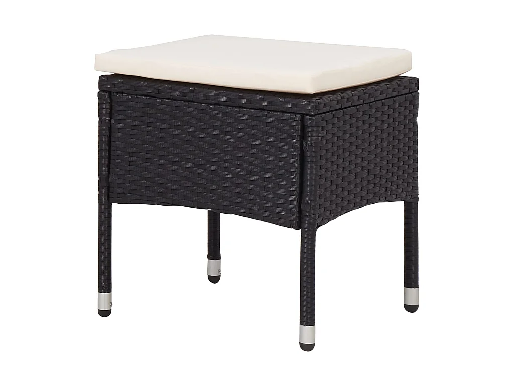 5-delige Tuinset poly rattan en acaciahout zwart NL816606