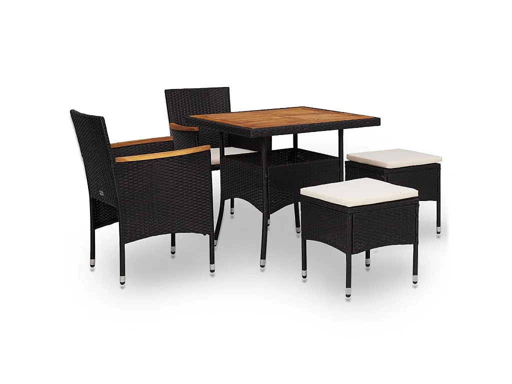 Comedor de jardín 5 pzas ratán sintético y madera acacia negro YOE44979