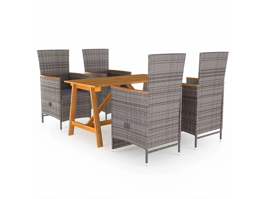 Ensemble de salle à manger de jardin 5 pcs Gris BE42638