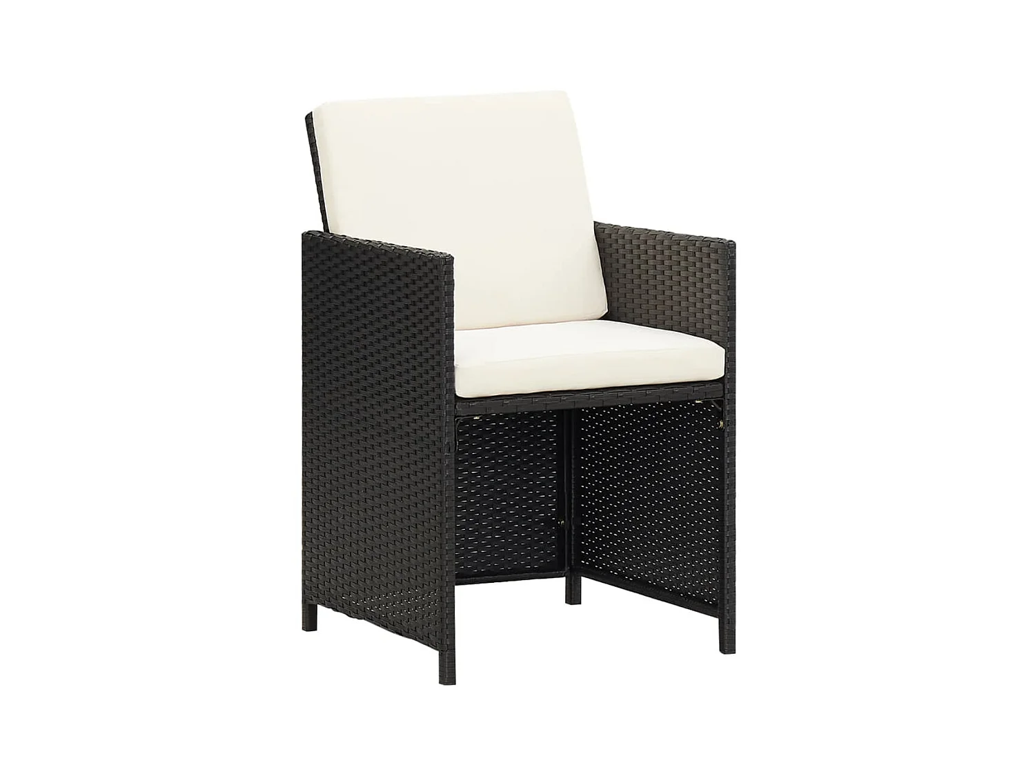 5-tlg. Garten-Essgruppe,Gartensitzgruppe mit Kissen Poly Rattan Schwarz -gkd21614