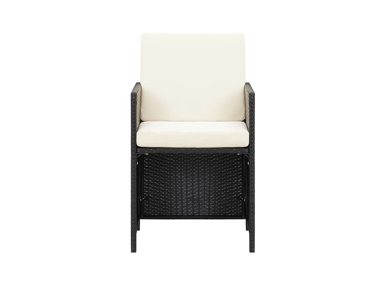 5-tlg. Garten-Essgruppe,Gartensitzgruppe mit Kissen Poly Rattan Schwarz -gkd21614