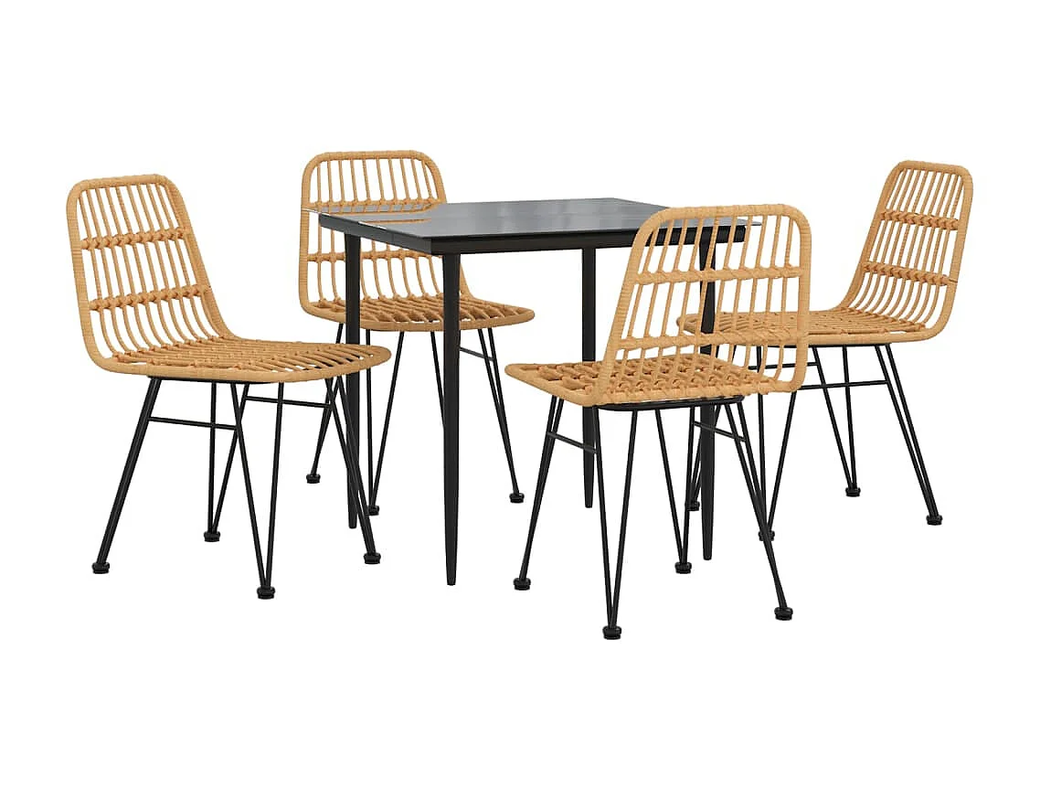 5-tlg. Garten-Essgruppe,Gartensitzgruppe Poly Rattan -gkd50455