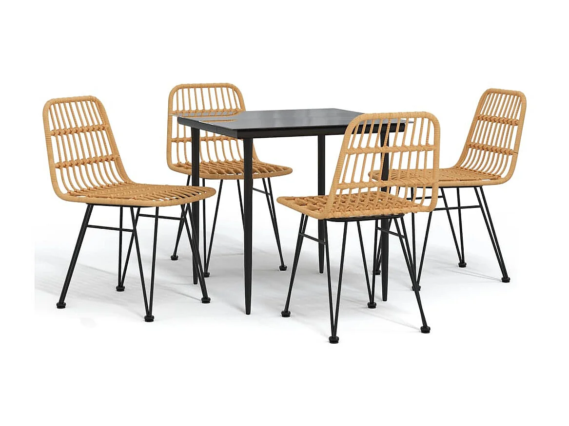 5-tlg. Garten-Essgruppe,Gartensitzgruppe Poly Rattan -gkd50455