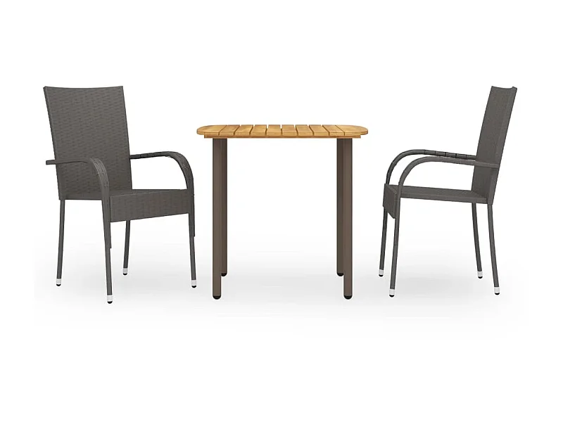 Ensemble de salle à manger de jardin 3pcs Résine tressée Marron BE54238