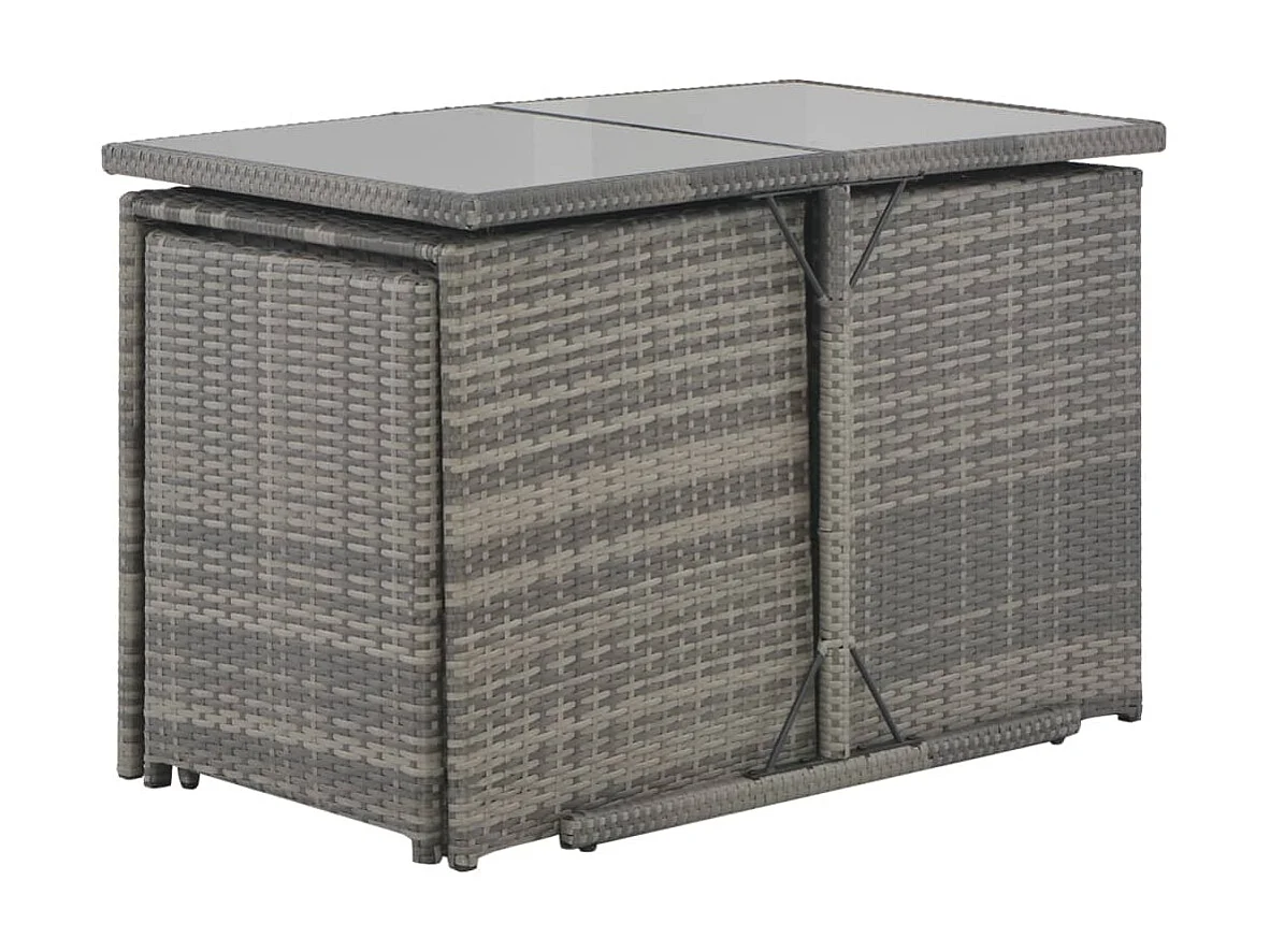 Salle à manger de jardin 7pcs et coussins Résine tressée Gris GFDF22145