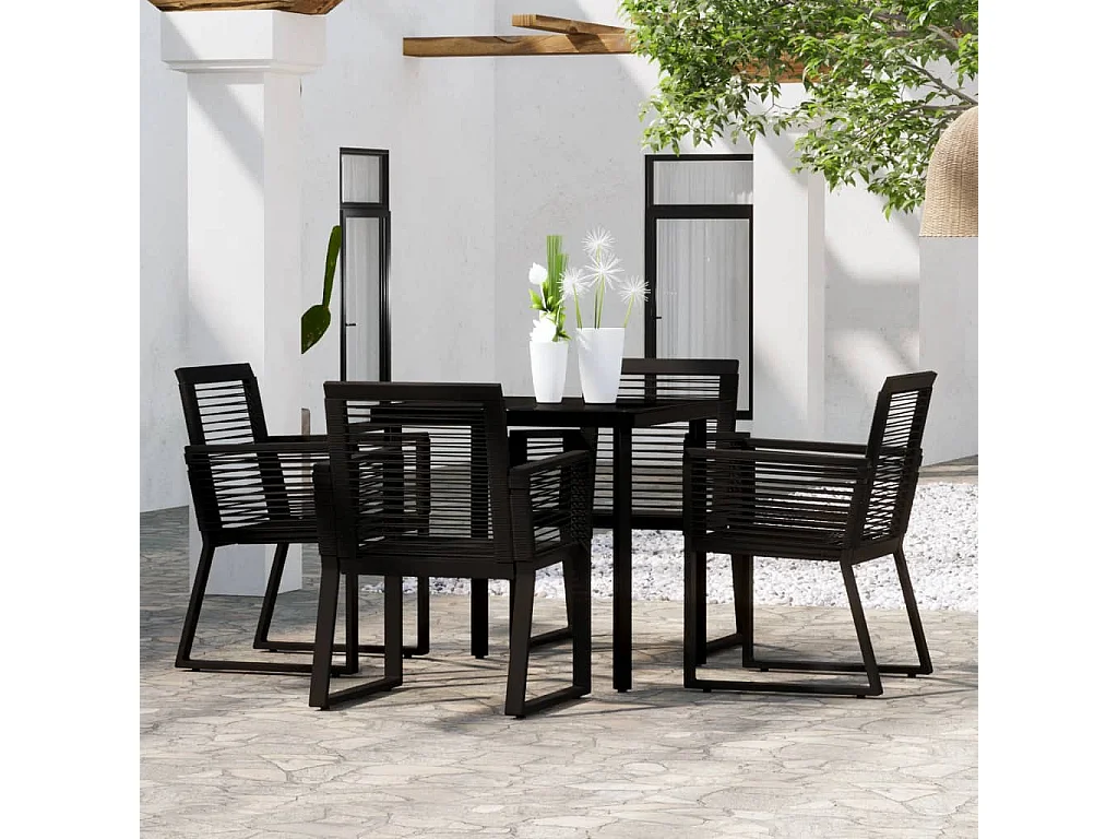 5 pcs conjunto de jantar para jardim preto PT737424