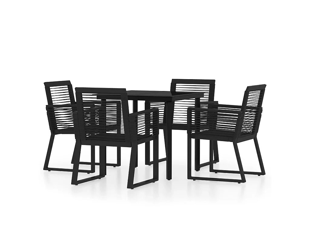 5 pcs conjunto de jantar para jardim preto PT737424