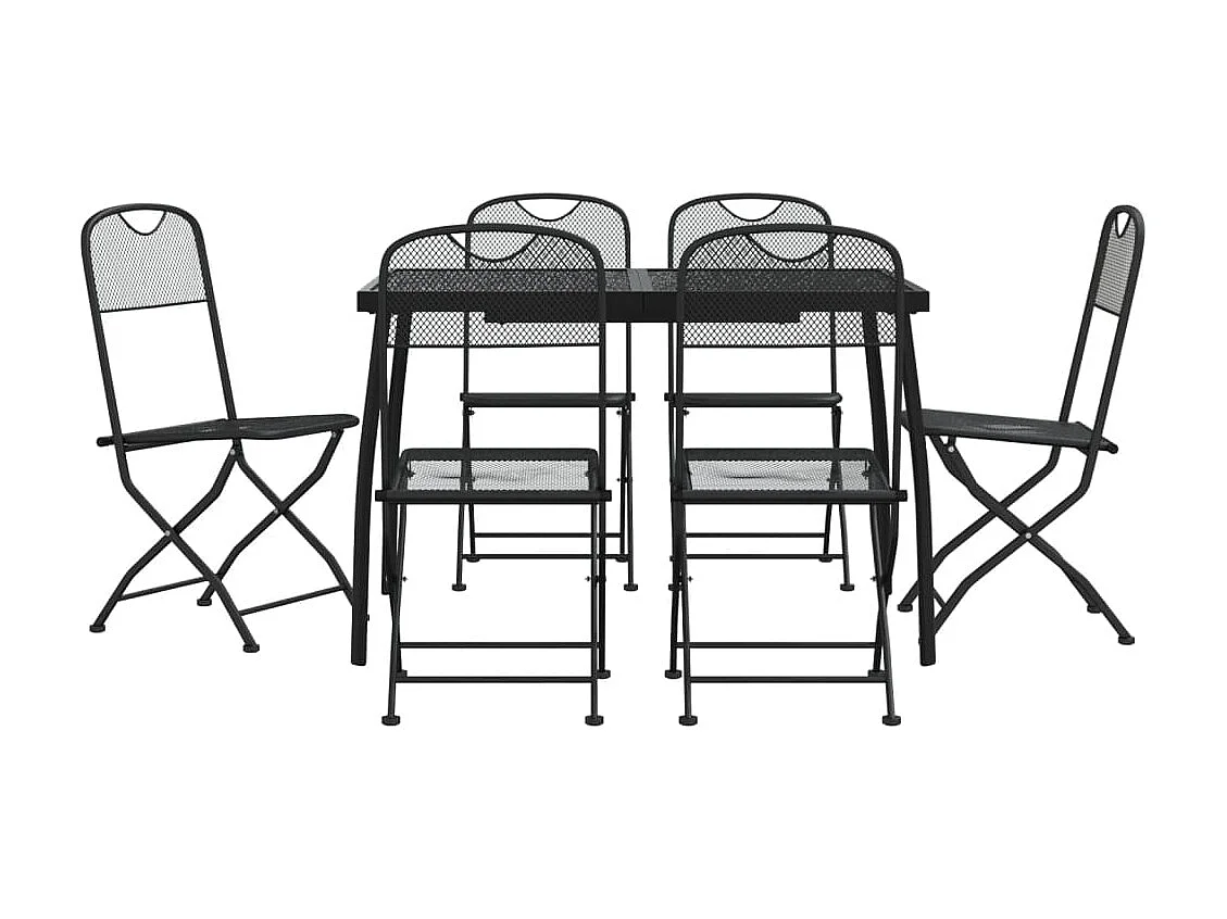 7-tlg. Garten-Essgruppe,Gartensitzgruppe Anthrazit Streckgitter -gkd57918