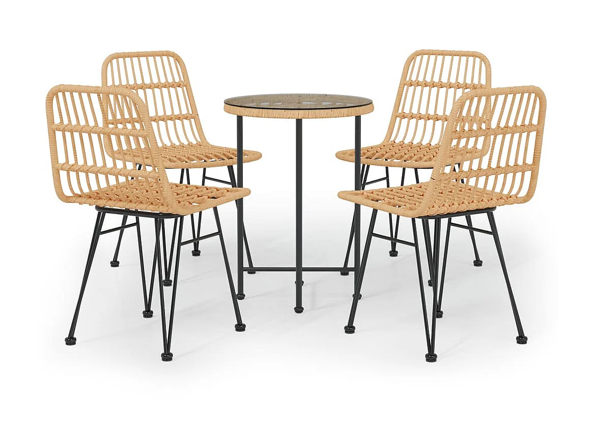 5-tlg. Garten-Essgruppe,Gartensitzgruppe Poly Rattan -gkd89105