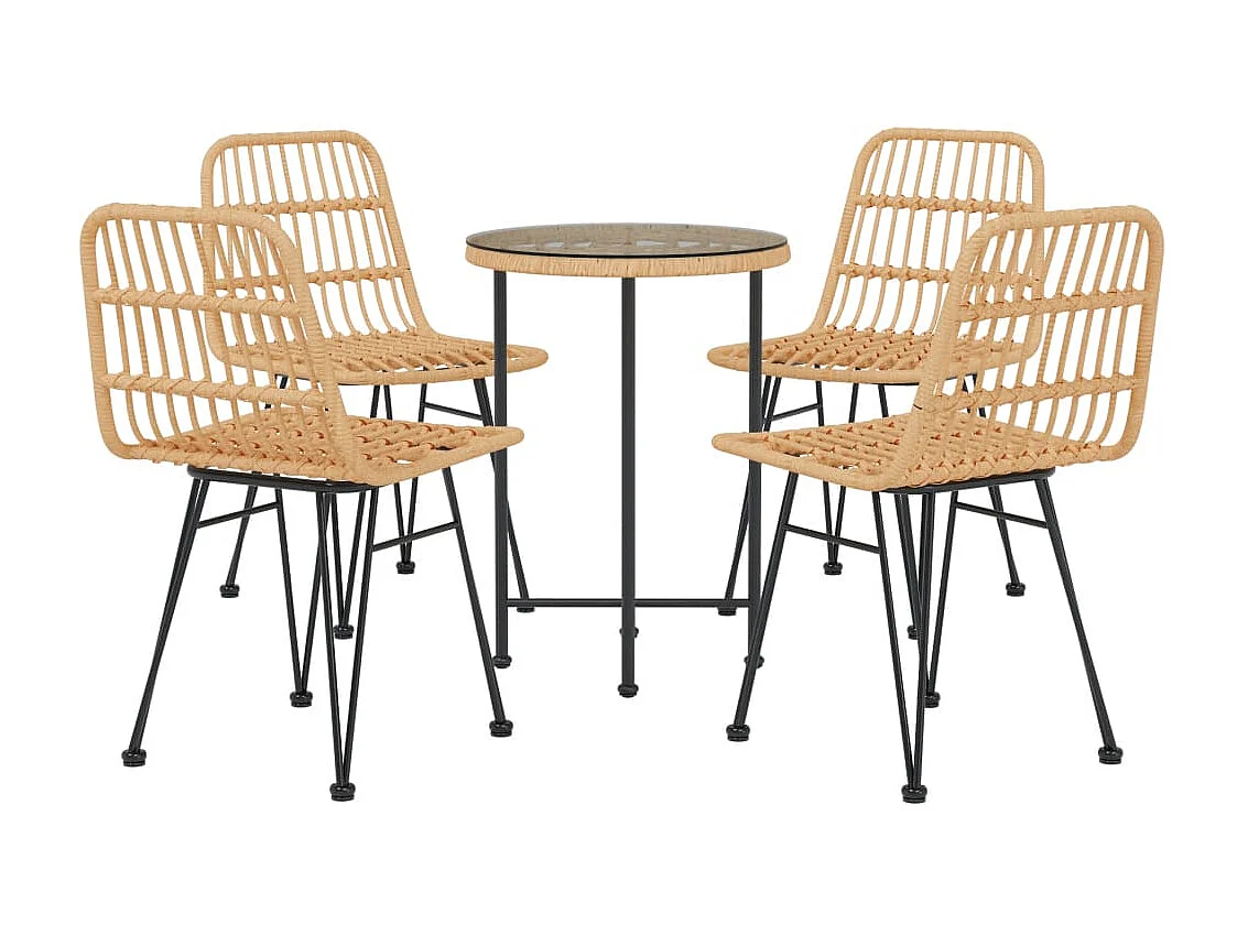 5-tlg. Garten-Essgruppe,Gartensitzgruppe Poly Rattan -gkd89105