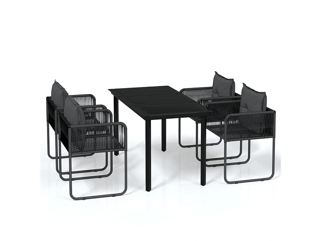 5-tlg. Garten-Essgruppe,Gartensitzgruppe Schwarz -gkd98209