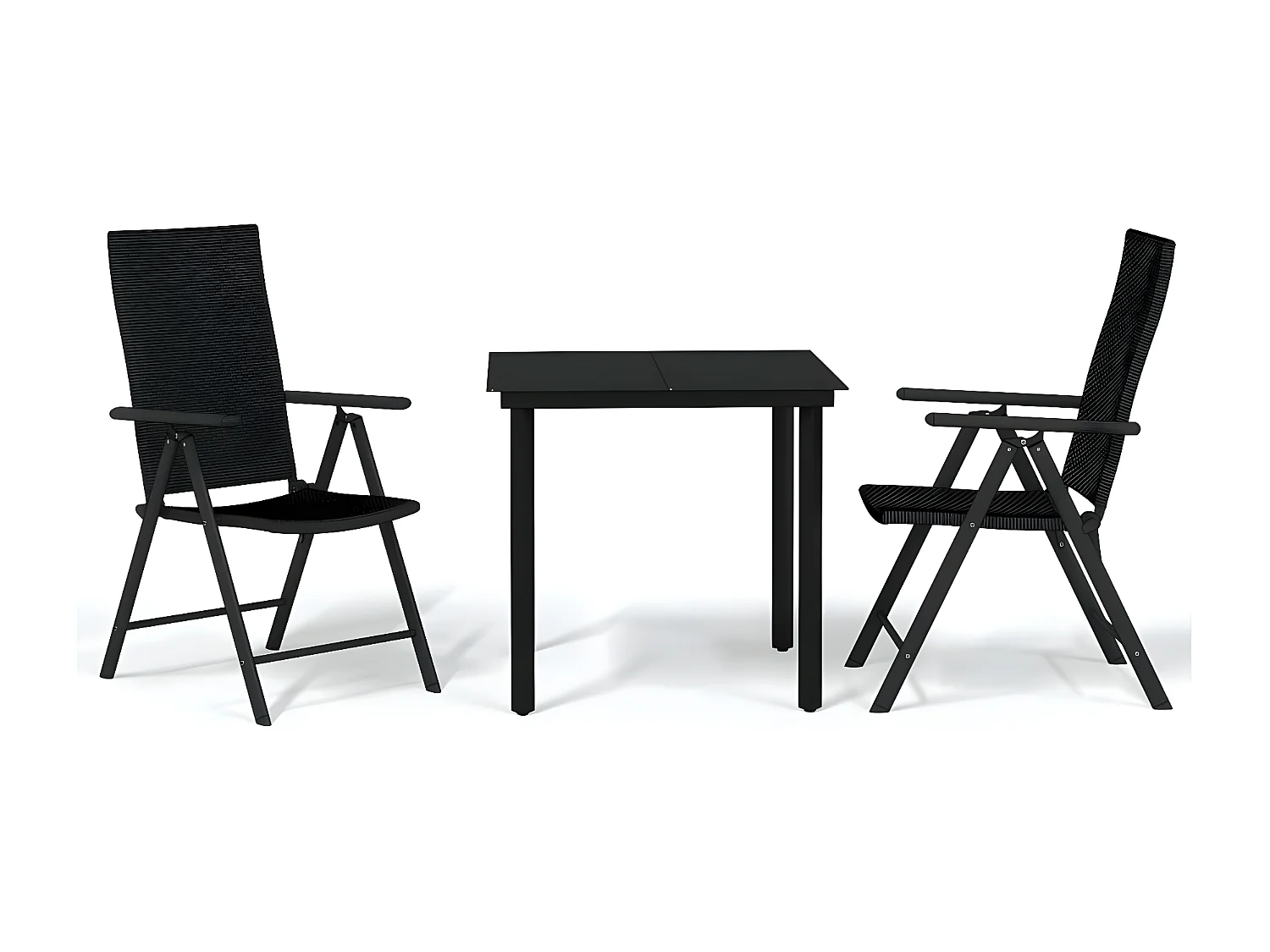 3-tlg. Garten-Essgruppe,Gartensitzgruppe Schwarz -gkd38074