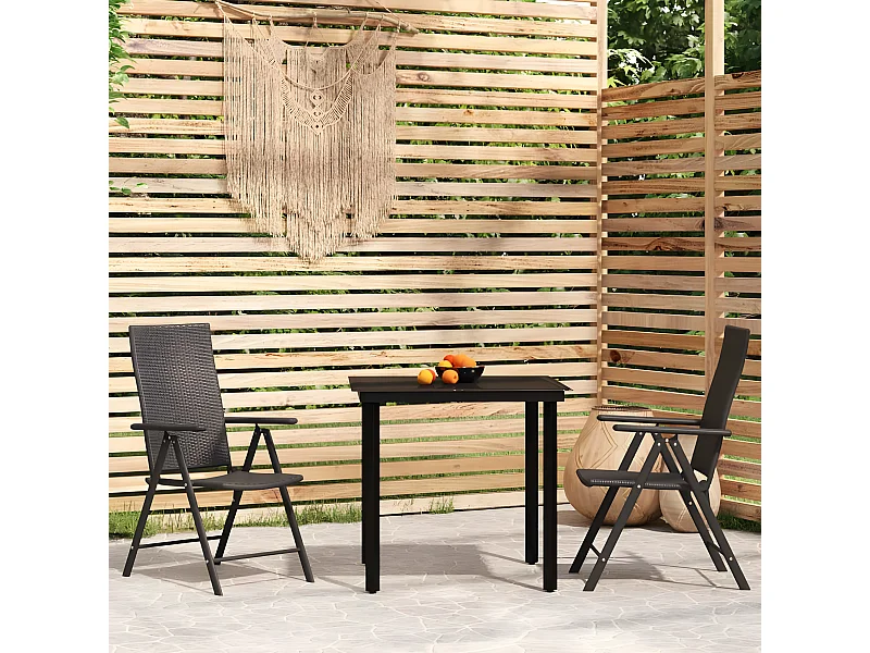 3-tlg. Garten-Essgruppe,Gartensitzgruppe Schwarz -gkd38074