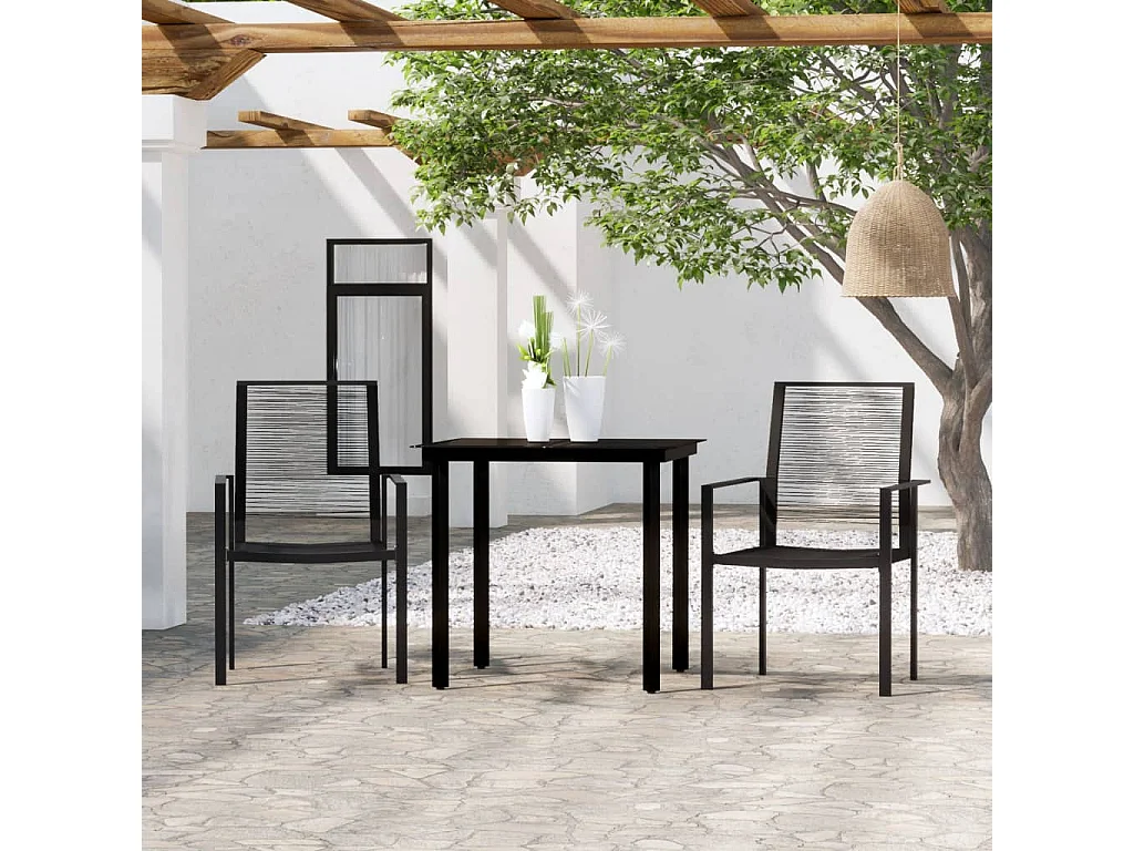 Ensemble à manger de jardin 3 pcs Noir BE93664
