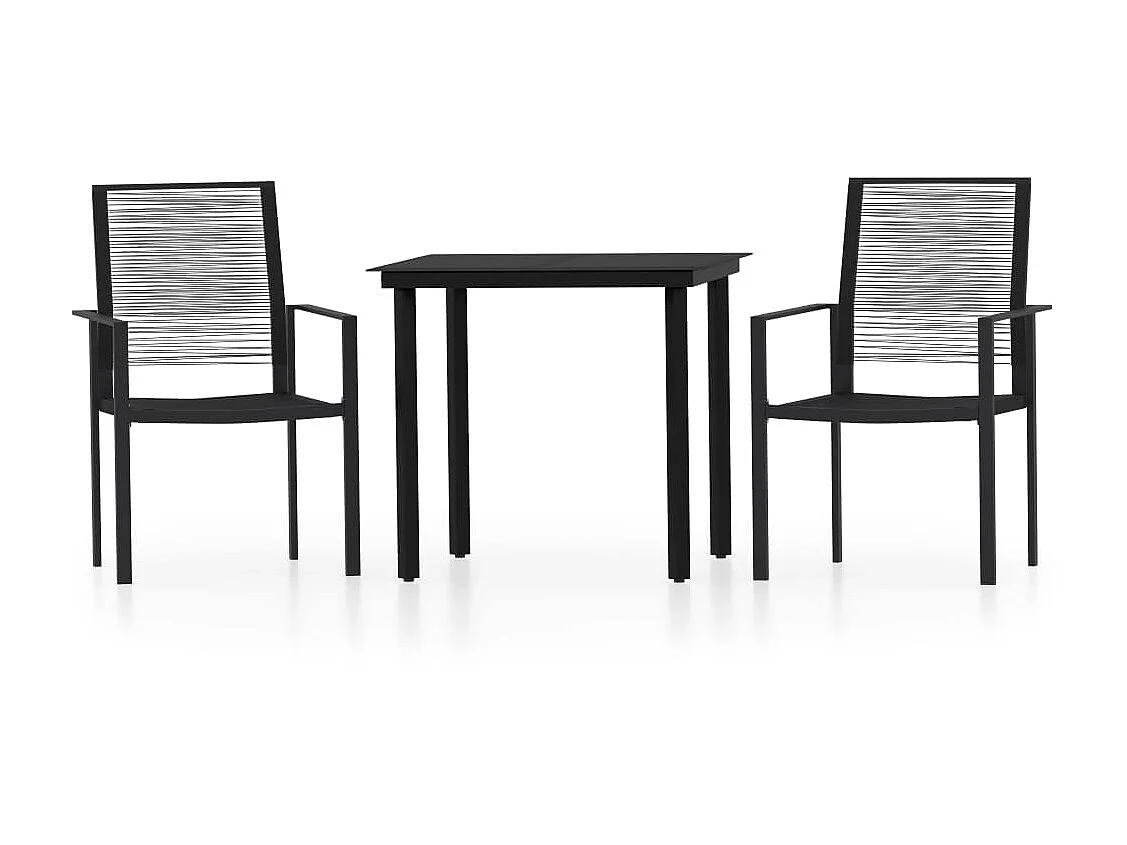 3-tlg. Garten-Essgruppe,Gartensitzgruppe Schwarz -gkd34291