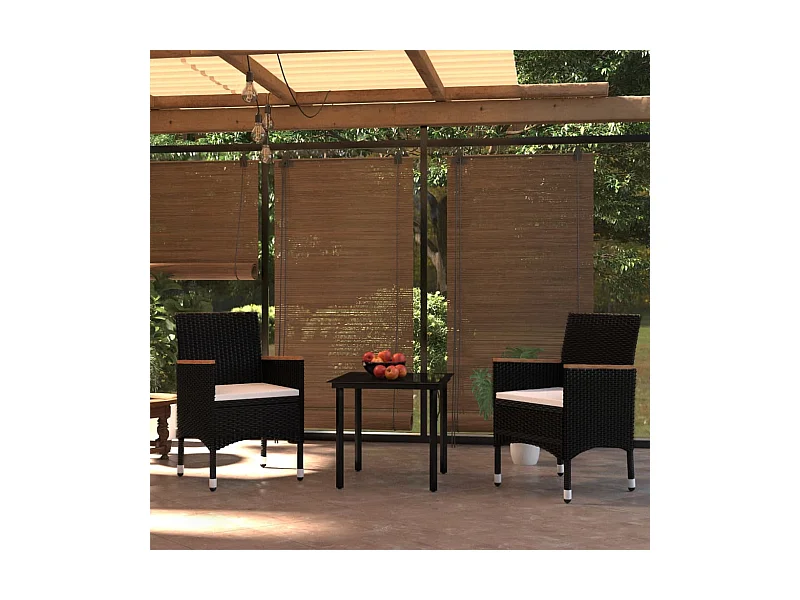 Salle à manger de jardin avec coussins 3 pcs Noir BE49537