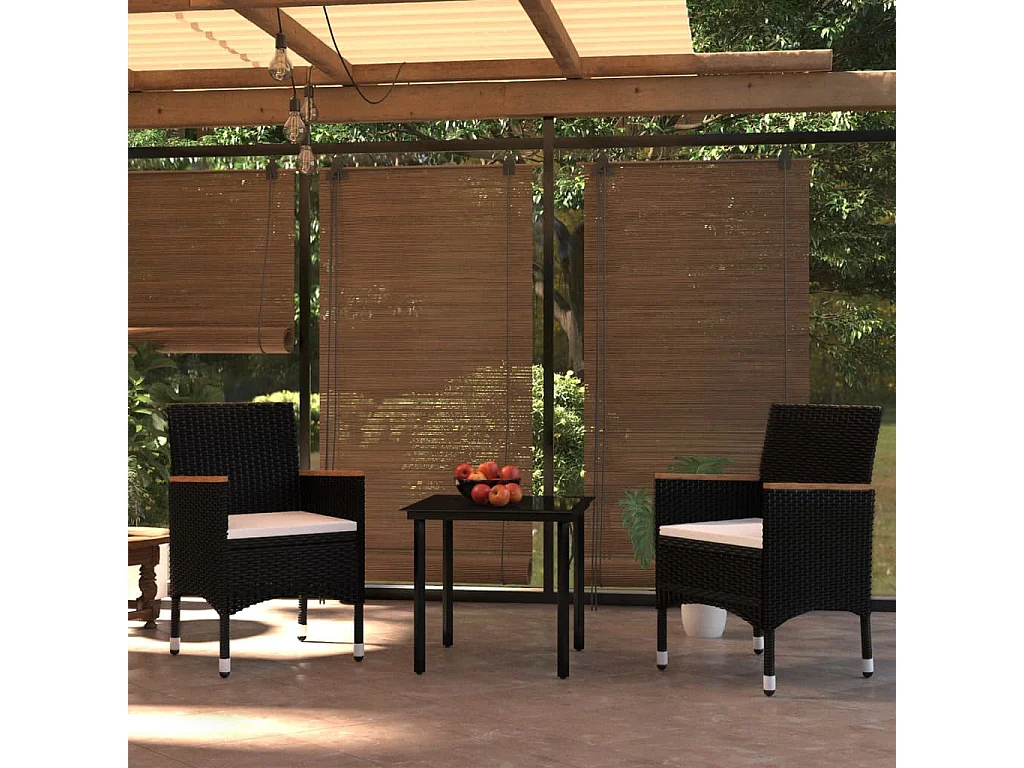 Salle à manger de jardin avec coussins 3 pcs Noir BE49537