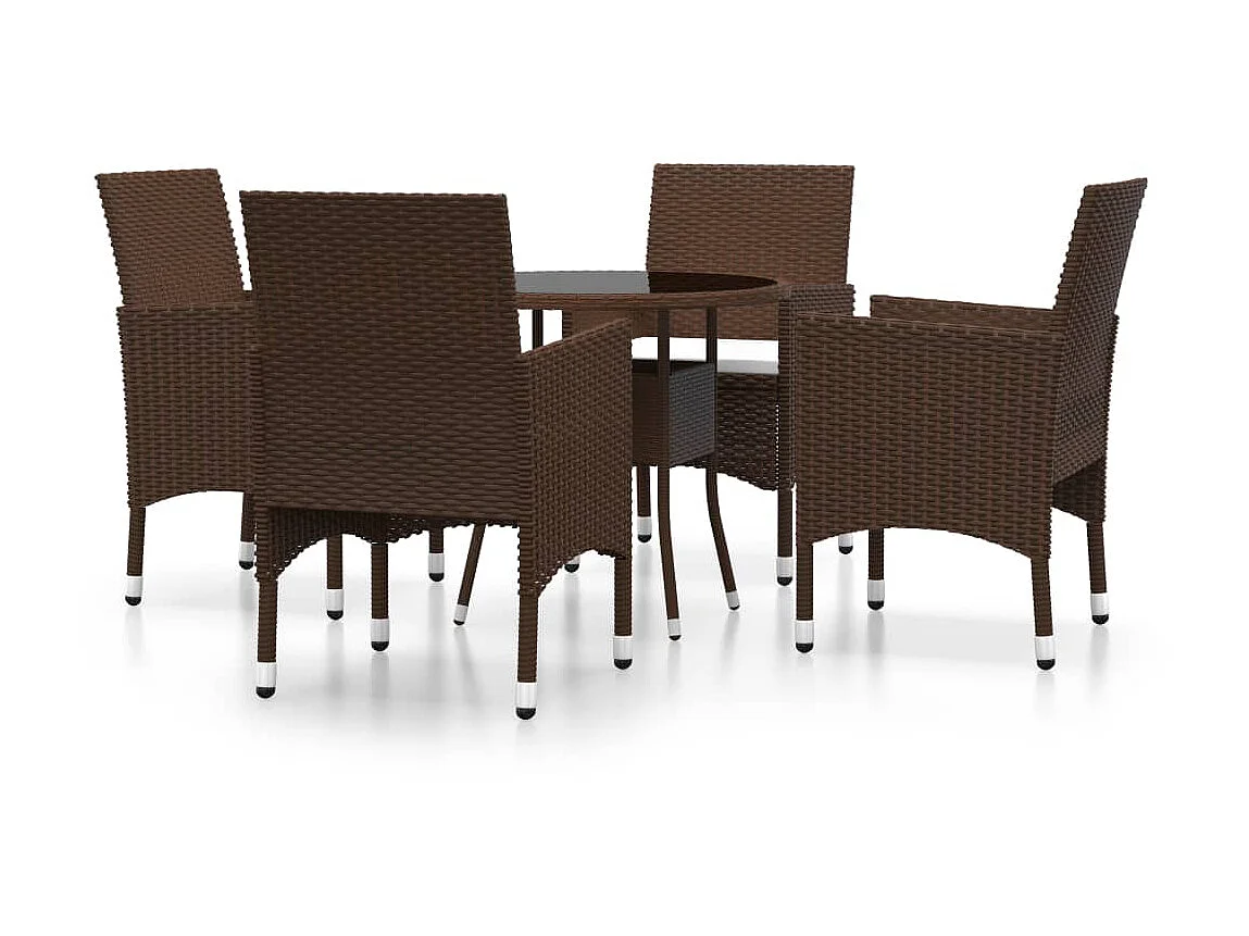 Ensemble à manger de jardin 5pcs Résine tressée Marron GFDF39002