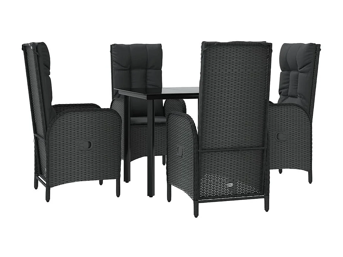 Ensemble à manger de jardin coussins 5pcs Noir Résine tressée BE75234