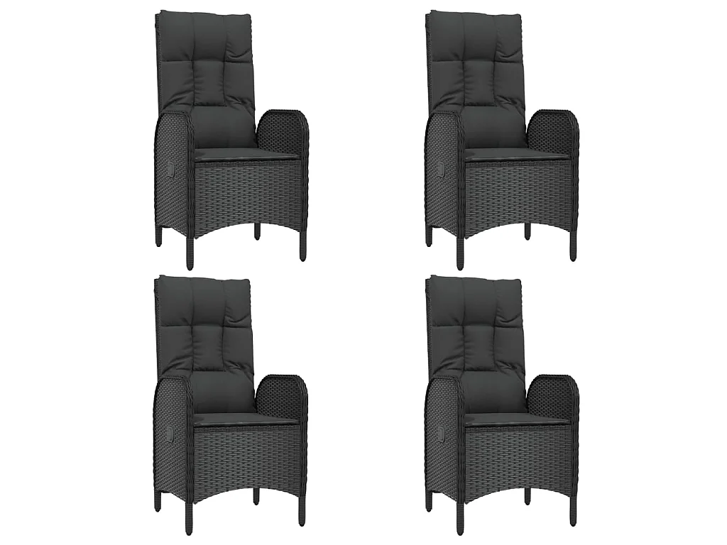 Ensemble à manger de jardin coussins 5pcs Noir Résine tressée BE75234