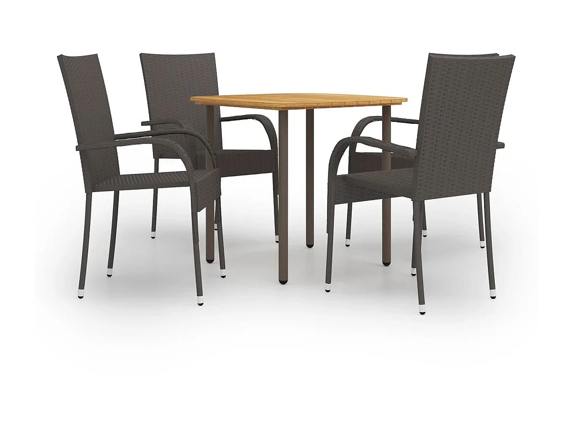 Ensemble de salle à manger de jardin 5pcs Résine tressée Marron BE47883