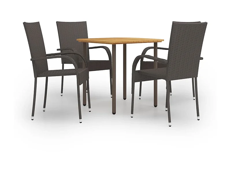 Ensemble de salle à manger de jardin 5pcs Résine tressée Marron BE47883