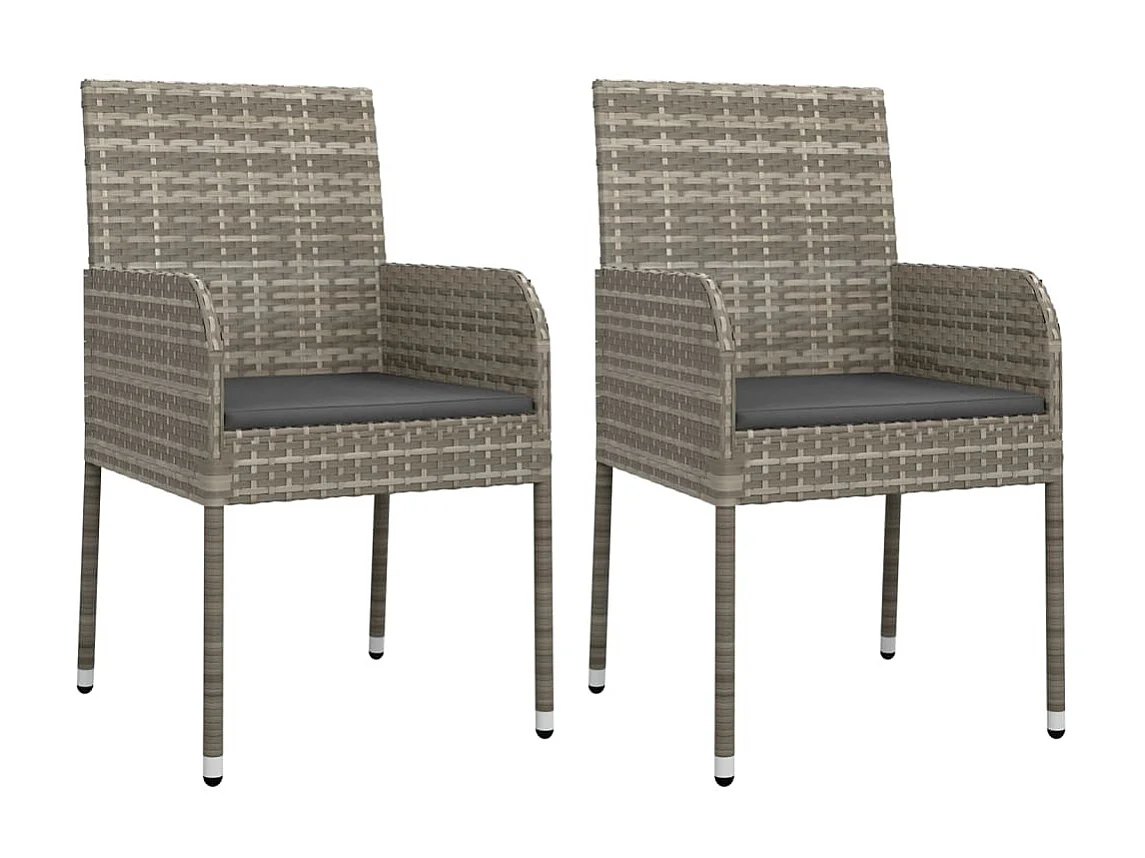 3-delige Tuinset met kussens poly rattan zwart en grijs NL931360