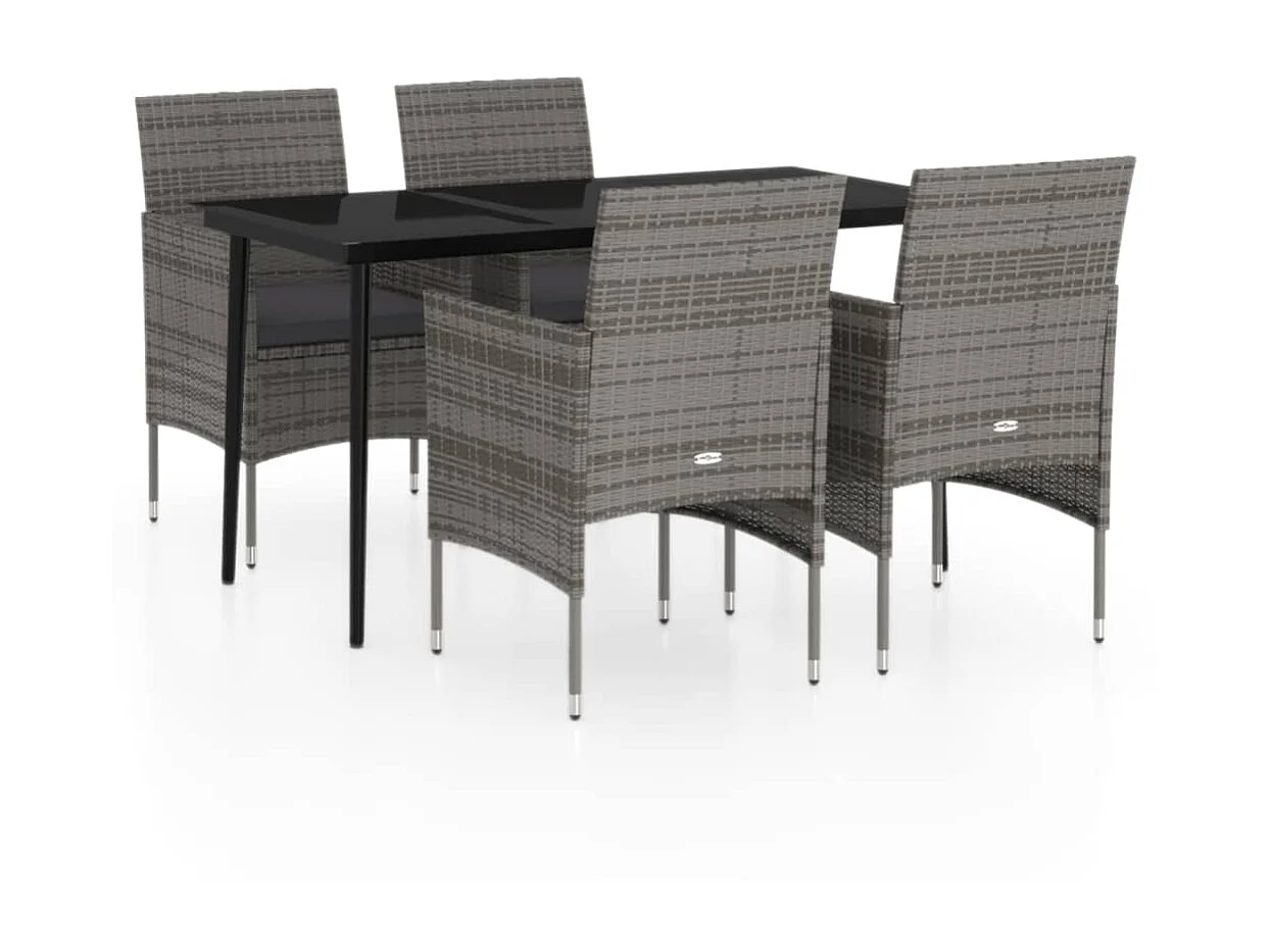 Ensemble à manger de jardin et coussins 5pcs Gris/noir GFDF77666