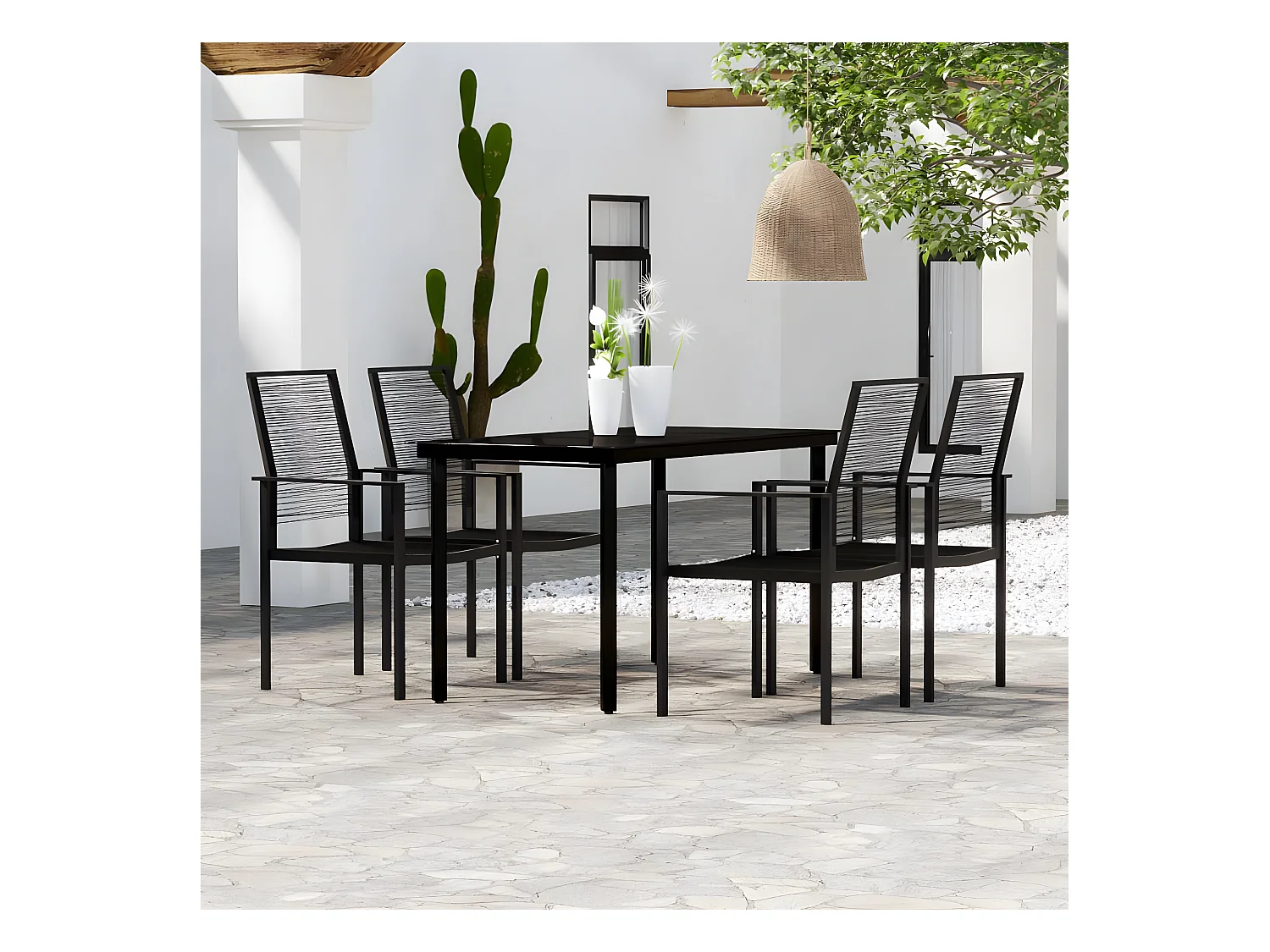 Ensemble à manger de jardin 5 pcs Noir BE67969