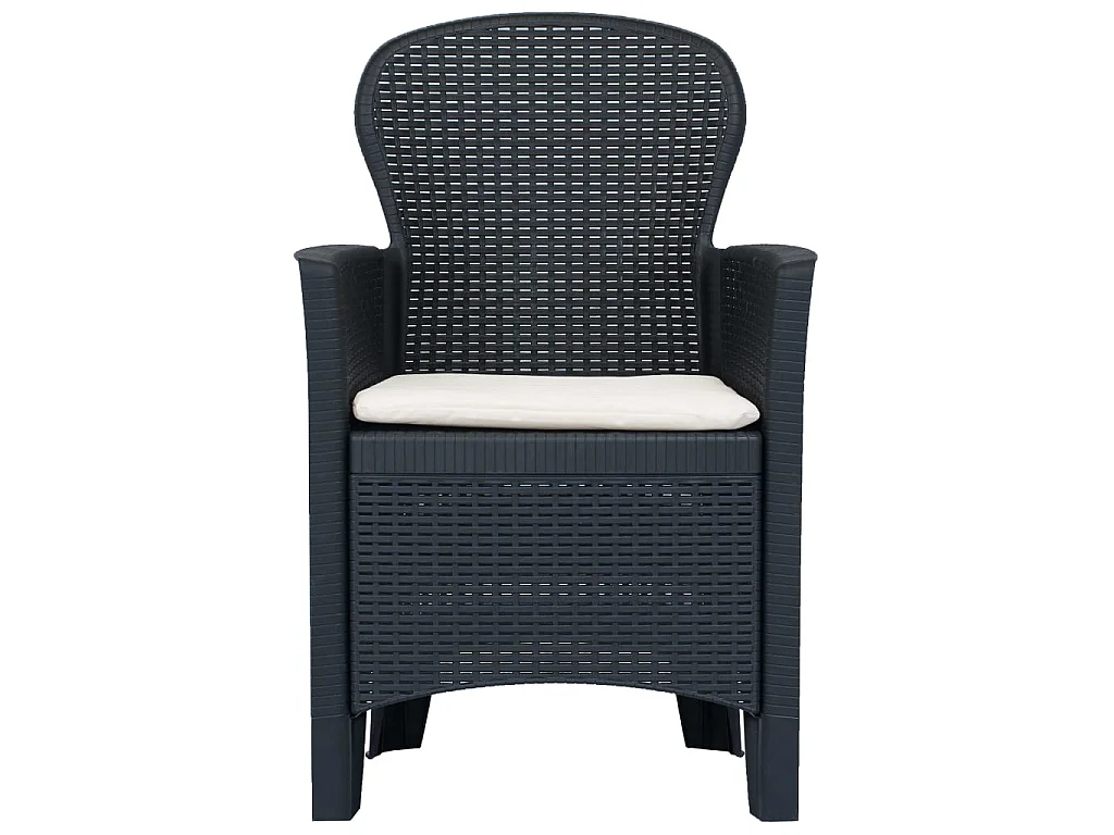 Ensemble à dîner 7 pcs Plastique Anthracite Aspect de rotin BE53721