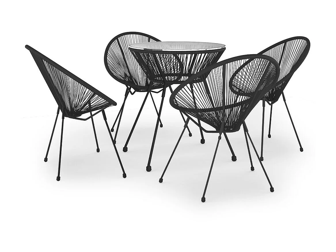 5-tlg. Garten-Essgruppe,Gartensitzgruppe Schwarz -gkd64079