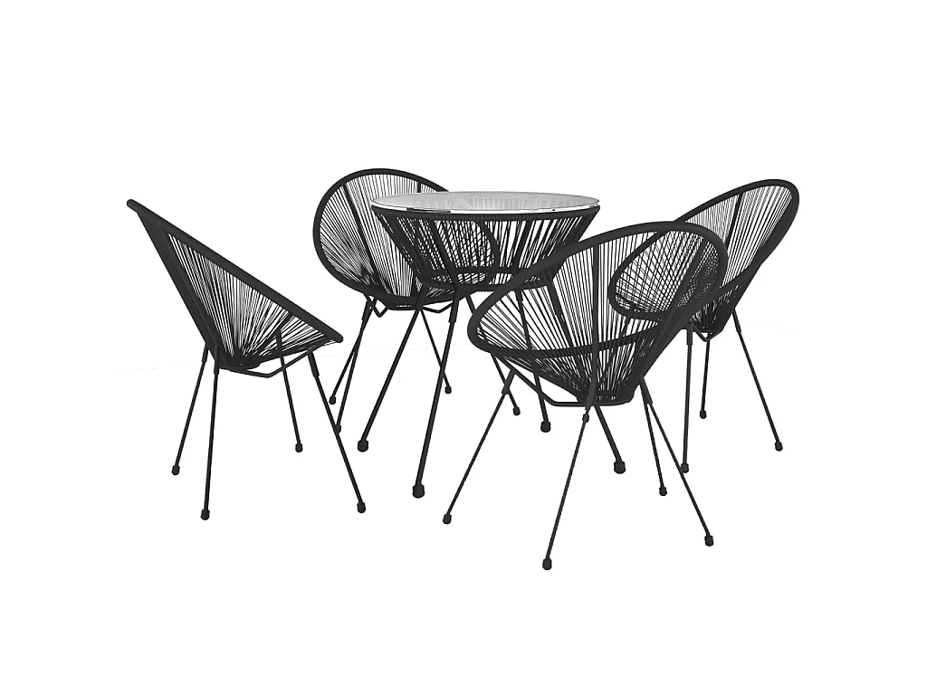 5-tlg. Garten-Essgruppe,Gartensitzgruppe Schwarz -gkd64079