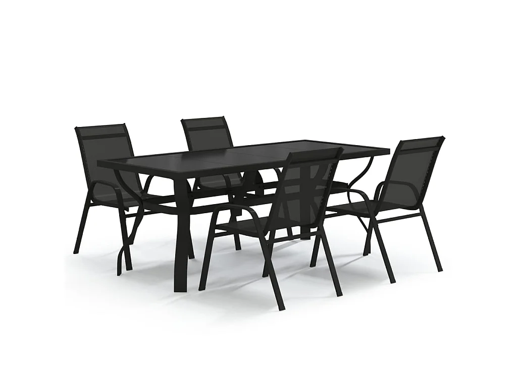 5-tlg. Garten-Essgruppe,Gartensitzgruppe Schwarz -gkd65477