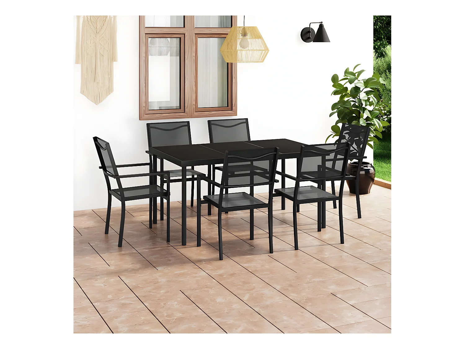 Salle à manger de jardin 7 pcs Acier BE24566