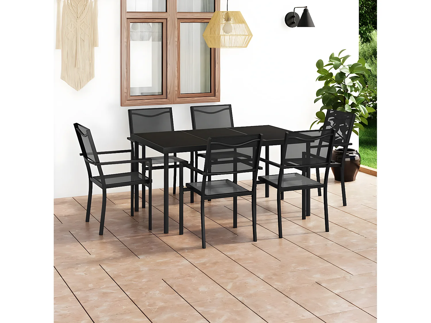 Salle à manger de jardin 7 pcs Acier BE24566