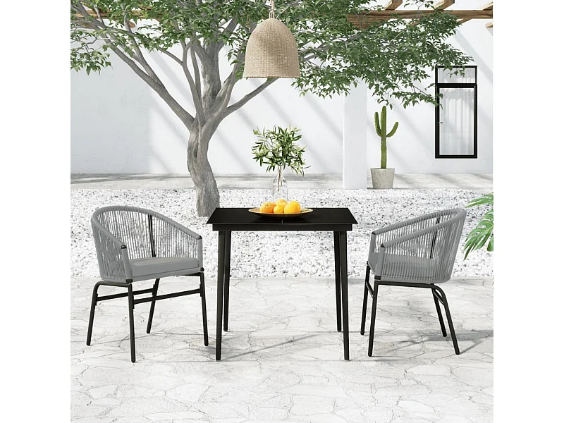 3-tlg. Garten-Essgruppe,Gartensitzgruppe Grau -gkd75699