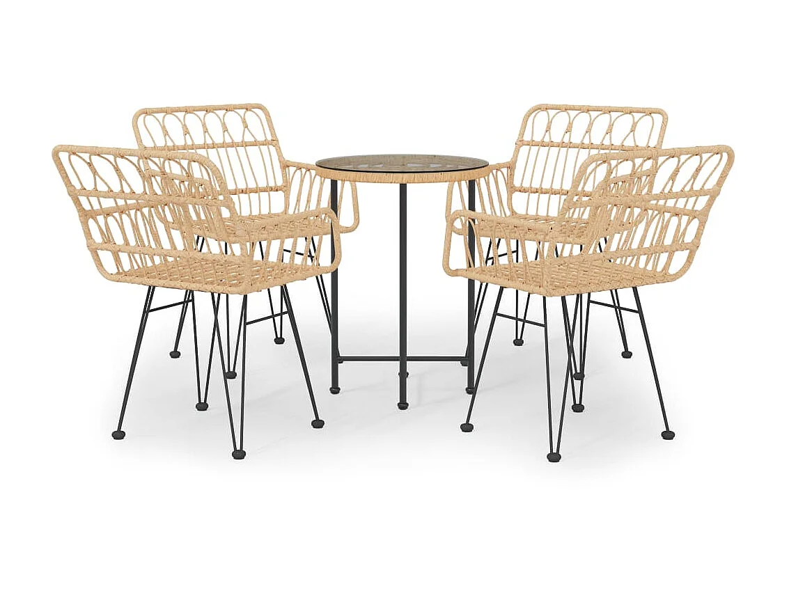 Ensemble à manger de jardin 5pcs Résine tressée BE64949