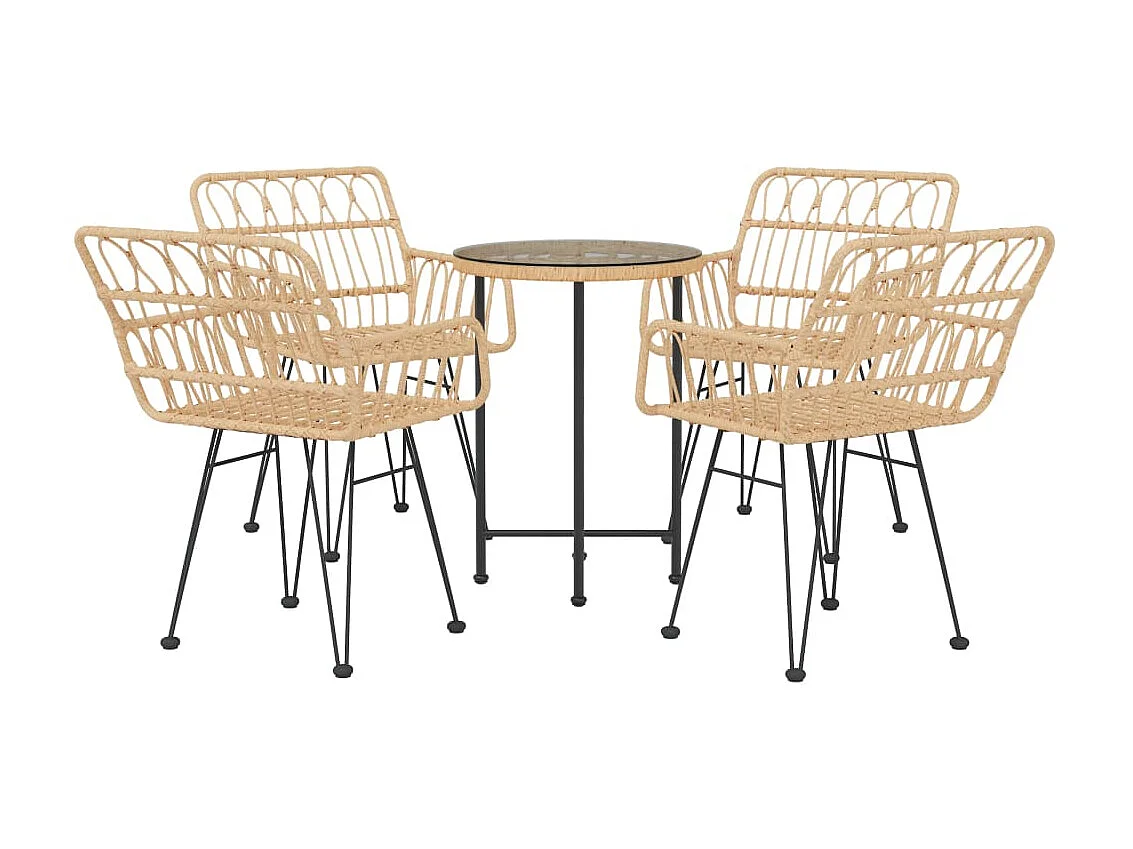 Comedor de jardín 5 piezas ratán sintético YOE86456