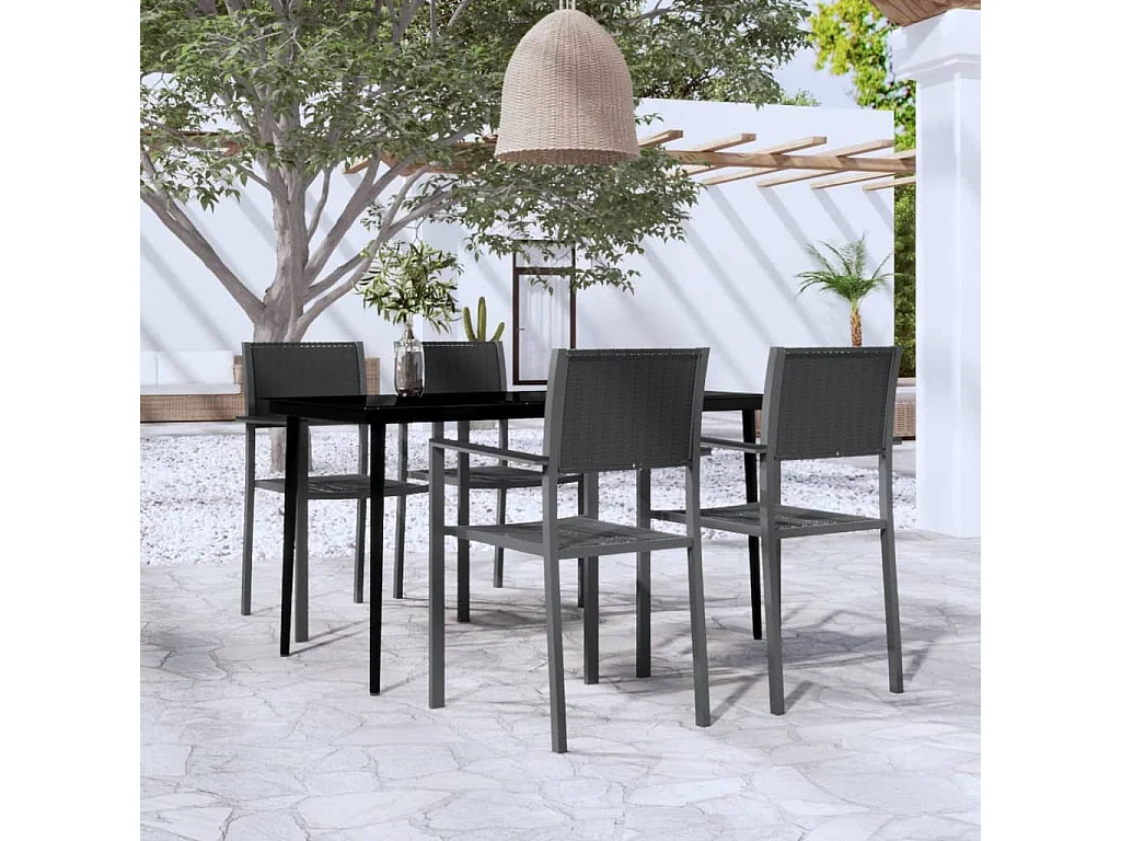Ensemble à manger de jardin 5 pcs Noir GFDF74755