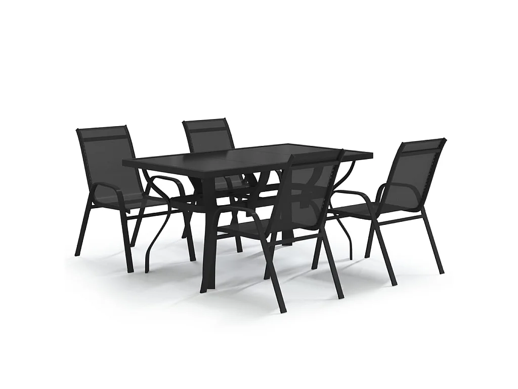 Ensemble à manger de jardin 5 pcs Noir BE31792