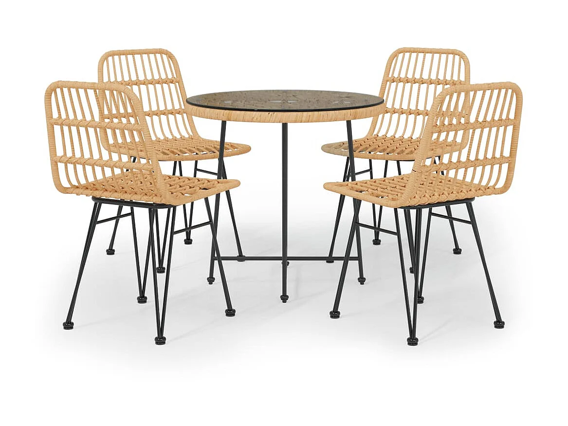 5-tlg. Garten-Essgruppe,Gartensitzgruppe Poly Rattan -gkd65413