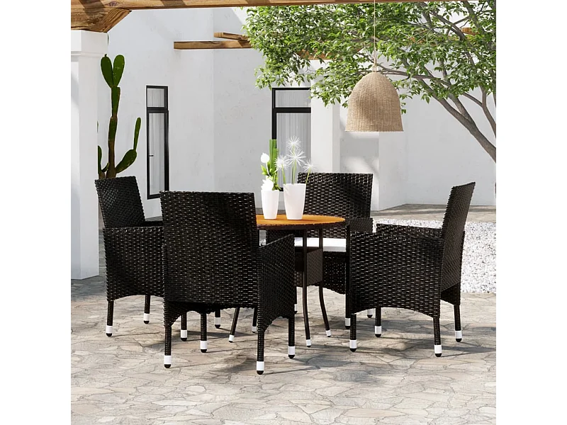 Comedor de jardín 5 piezas ratán sintético negro YOE46462