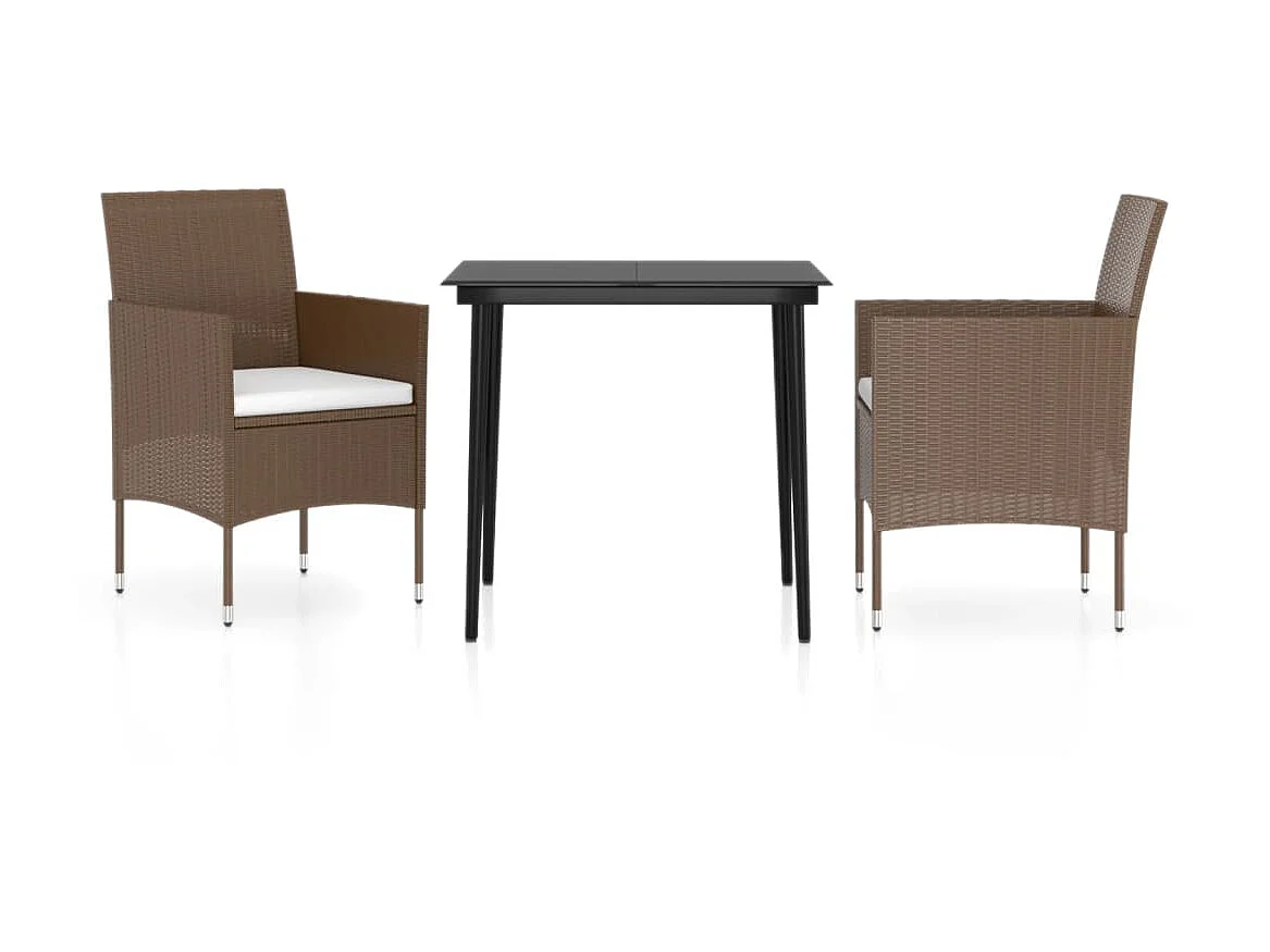 Salle à manger de jardin coussins 3 pcs Marron/noir GFDF32344