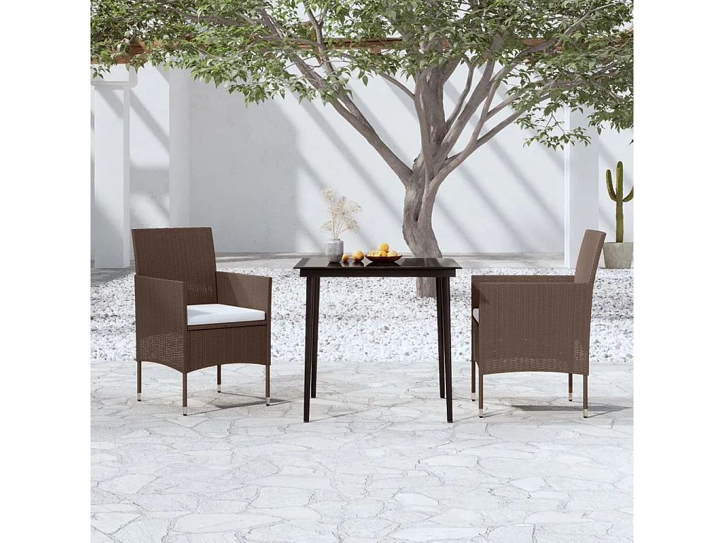 Salle à manger de jardin coussins 3 pcs Marron/noir GFDF32344