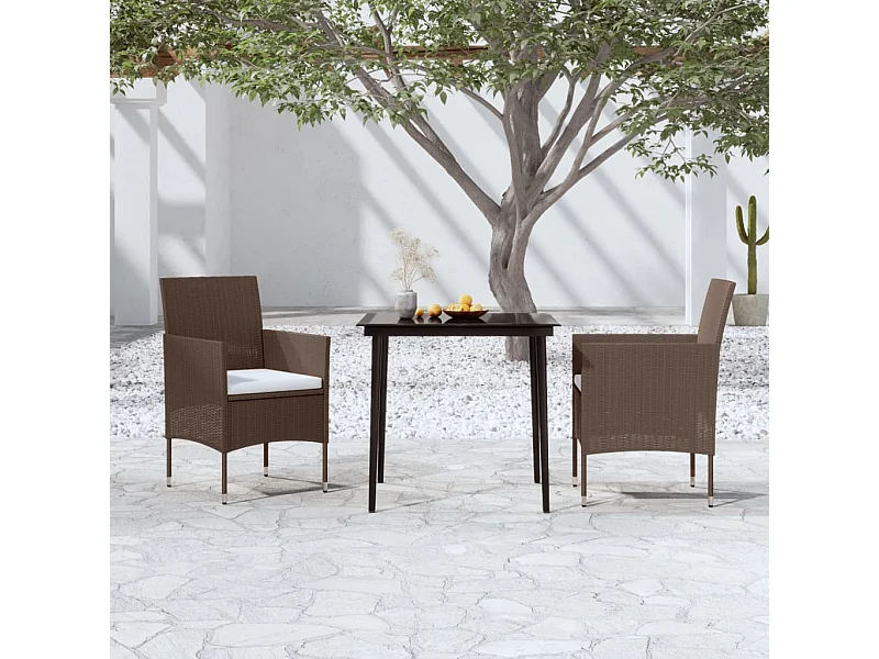 Salle à manger de jardin coussins 3 pcs Marron/noir GFDF32344