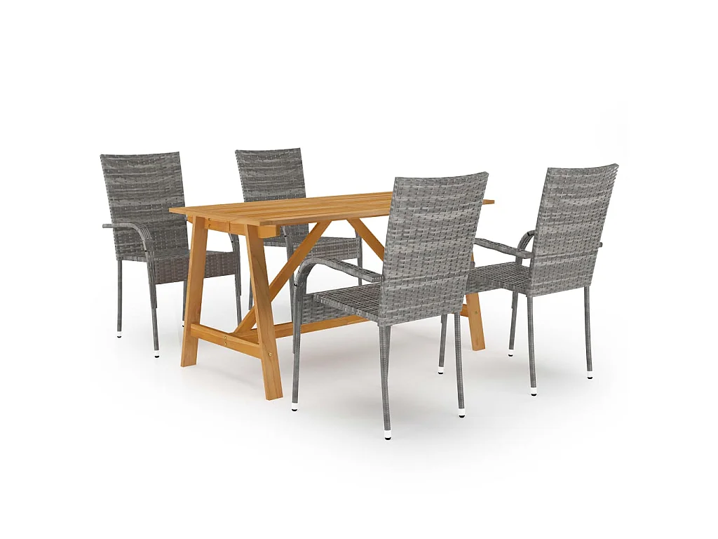 Ensemble de salle à manger de jardin 5 pcs Gris BE15496
